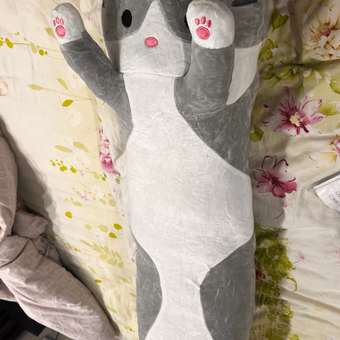 Мягкая игрушка подушка кошка TOTTY TOYS кот батон 110 см серый антистресс развивающая обнимашка: отзыв пользователя Детский Мир