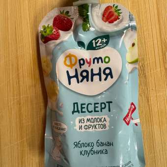 Десерт ФрутоНяня яблоко-банан-клубника-молоко-витамин С 90г с 12месяцев: отзыв пользователя ДетМир
