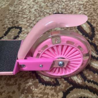 Детский двухколёсный самокат Solmax складной розовый со светящимися колесами SM06964: отзыв пользователя Детский Мир