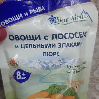 Пюре Fleur Alpine овощи-лосось-цельные злаки 100г с 8 месяцев: отзыв пользователя Детский Мир