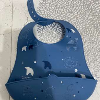 Нагрудник для кормления Sima-Land «Северный мишка» силиконовый с карманом. цвет синий: отзыв пользователя Детский Мир