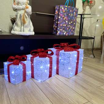 Светодиодная Luazon фигура «Подарки с красной лентой» 8 режимов свечение белое: отзыв пользователя Детский Мир