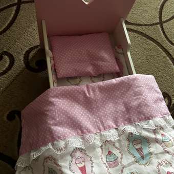 Постельное белье для куклы Про Сон пирожное розовый горох: отзыв пользователя Детский Мир