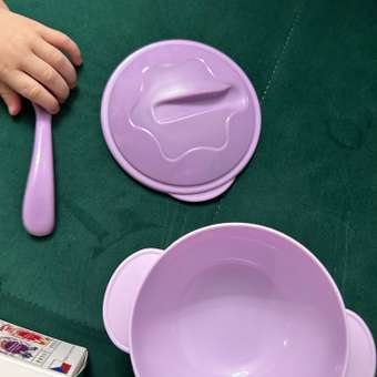 Набор для кормления ROXY-KIDS тарелка на присоске крышка и ложка цвет лавандовый: отзыв пользователя Детский Мир