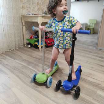 Самокат Дерзкий 1-5 лет BABY Стайл детский трехколесный бесшумный светящиеся колеса синий: отзыв пользователя Детский Мир