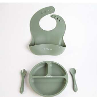 Набор детской посуды Morning Sun Силиконовый 4 предмета оливковый: отзыв пользователя Детский Мир