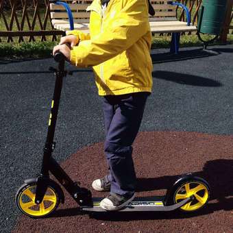 Самокат BABY STYLE 2х колесный складной до 100 кг черный-желтый: отзыв пользователя Детский Мир