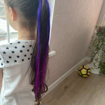 Цветные пряди для волос Lukky Fashion на заколках искусственные фиолетовый градиент 55 см аксессуары для девочек: отзыв пользователя Детский Мир