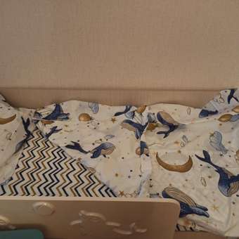 Постельное белье Стрекоза КИТЫ в кроватку 160х80 см 3 предмета с простыней на резинке: отзыв пользователя Детский Мир