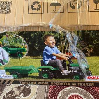 Трактор педальный DOLU с прицепом клаксон зеленый: отзыв пользователя Детский Мир