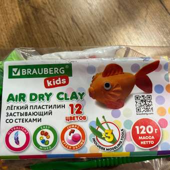 Пластилин для лепки Brauberg воздушный застывающий для детей 3 стека: отзыв пользователя Детский Мир