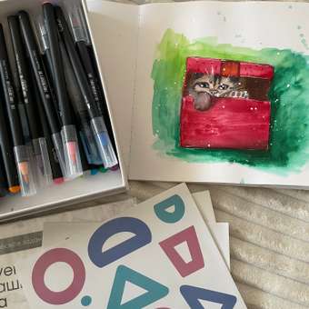 Набор для рисования CoLLart акварельные маркеры с кистью брашпен и скетчбук: отзыв пользователя Детский Мир