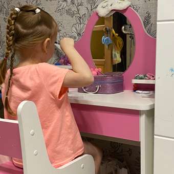 Набор мебели Sitstep Туалетный столик с зеркалом и стулом малиновый: отзыв пользователя Детский Мир