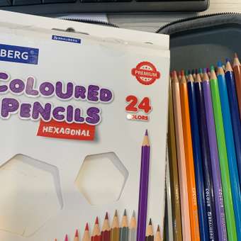Карандаши цветные Brauberg Premium 24 цвета шестигранные грифель мягкий: отзыв пользователя Детский Мир