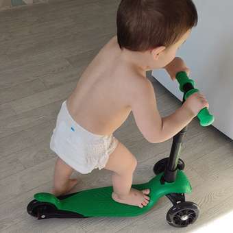 Самокат Дерзкий 1-5 лет BABY Стайл детский трехколесный бесшумный светящиеся колеса зеленый: отзыв пользователя Детский Мир