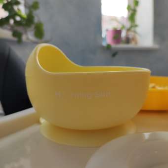 Набор для кормления Morning Sun силиконовый тарелка на присоске и ложка бледно-желтый: отзыв пользователя Детский Мир