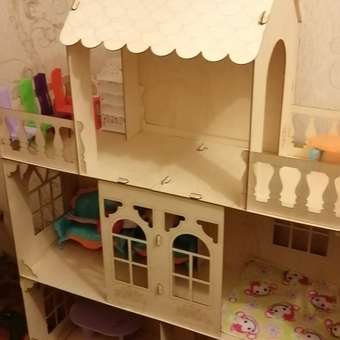 Деревянный кукольный домик ViromToys в комплекте с мебелью: отзыв пользователя Детский Мир