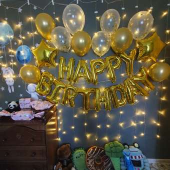 Воздушные шары Happy Birthday Мишины шарики для фотозоны на день рождения латексные и фольгированные: отзыв пользователя Детский Мир
