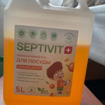 Средство для мытья посуды SEPTIVIT Premium Сочный цитрус 5л: отзыв пользователя Детский Мир