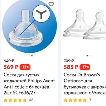 Соска для густых жидкостей Philips Avent Anti-colic с 6месяцев 2шт SCF636/27: отзыв пользователя ДетМир