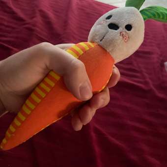 Игрушка Мякиши Развивающая мягкая пищалка для новорождённых Зайка морковка: отзыв пользователя Детский Мир