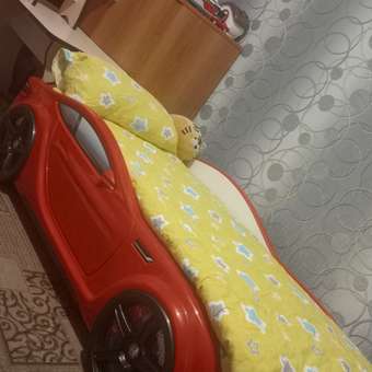 Детская кровать машина Baby ДМ ROMACK красная 150*70 см с подсветкой фар и матрасом: отзыв пользователя Детский Мир