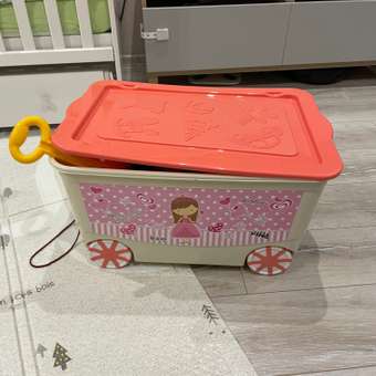 Ящик для игрушек elfplast KidsBox на колёсах слоновая кость коралловый: отзыв пользователя Детский Мир