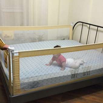 Защитный барьер для кровати Solmax ограничитель бортик для новорожденных 200 см бежевый: отзыв пользователя Детский Мир