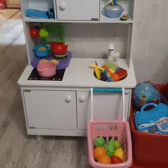 Детская кухня Sitstep рейлинг и имитация плиты-наклейка. Белые фасады: отзыв пользователя Детский Мир
