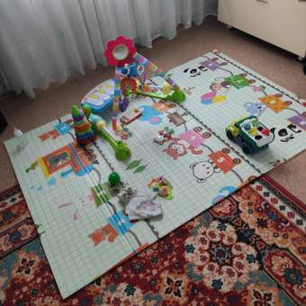 Развивающий коврик детский Mamagoods для ползания складной игровой 120х180 см Жираф и поезда: отзыв пользователя Детский Мир