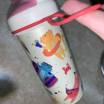 Бутылка детская Пластишка с декором и петлей 400 мл розовая: отзыв пользователя Детский Мир