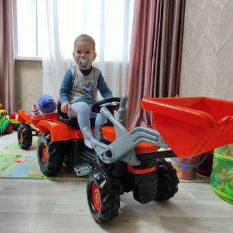 Трактор-экскаватор на педалях Dolu с прицепом оранжевый: отзыв пользователя Детский Мир
