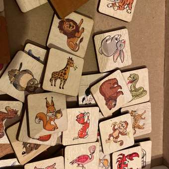 Развивающее лото Анданте Найди на картинке Животные 36 фишек 6 карточек мешочек: отзыв пользователя Детский Мир
