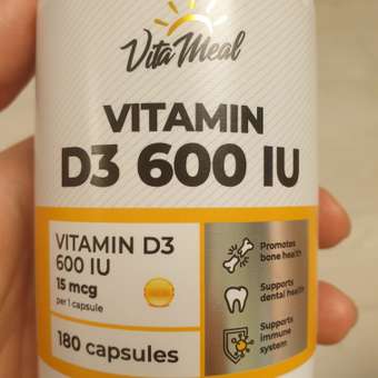 Биологически активная добавка VitaMeal Витамин Д3 600 ме 180 капсул: отзыв пользователя Детский Мир