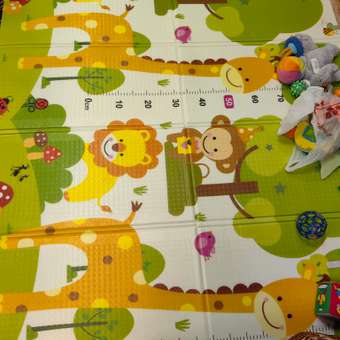Развивающий коврик детский Mamagoods для ползания складной игровой 150х200 см Дороги и жирафы: отзыв пользователя Детский Мир