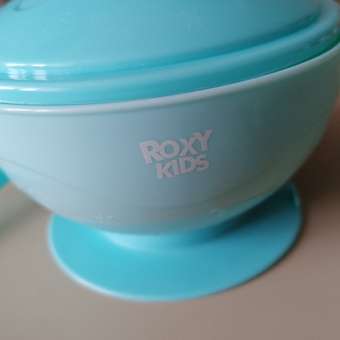 Набор для кормления ROXY-KIDS тарелка на присоске крышка и ложка цвет голубой: отзыв пользователя Детский Мир