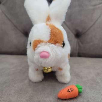 Игрушка интерактивная мягкая FAVORITSTAR DESIGN Пушистый зайчик белый с рыжими пятнышками с морковкой: отзыв пользователя Детский Мир