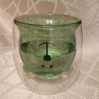 Стеклянный стакан KIMBERLY с двойными стенками зеленый мишка 250 мл: отзыв пользователя Детский Мир