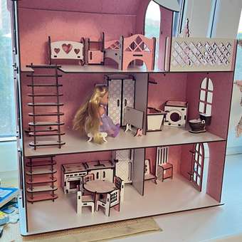 Кукольный дом с мебелью EcoBabyk Розовый PC1: отзыв пользователя Детский Мир