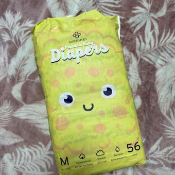 Подгузники SUPERGREEN Premium baby Diapers размер M 6 - 11 кг 56 шт: отзыв пользователя Детский Мир