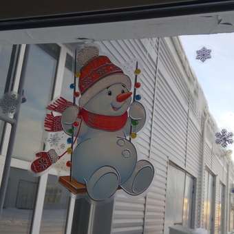 Наклейки новогодние Империя поздравлений снеговик на окно декор комнаты: отзыв пользователя Детский Мир