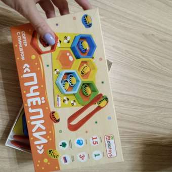 Сортер для малышей Alatoys Развивающая игрушка деревянная с пинцетом Пчёлки: отзыв пользователя Детский Мир