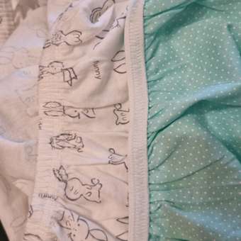 Простынь на резинке 120х60 Mrs.Stretch Mr.Jersy натяжная трикотажная 2 шт цвет мятный горох/серые зайцы: отзыв пользователя Детский Мир