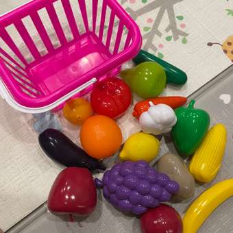 Игровой набор Стром Фрукты и овощи в корзине 17 предметов Розовый: отзыв пользователя Детский Мир