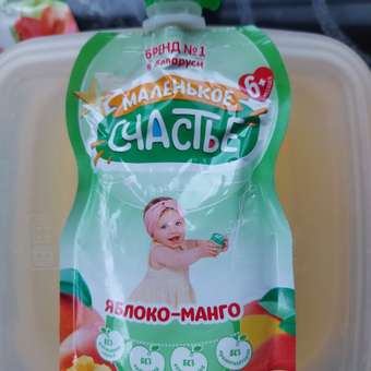 Пюре Маленькое счастье яблоко-манго 90г с 6 месяцев: отзыв пользователя Детский Мир