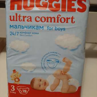 Подгузники Huggies Ultra Comfort 3 для мальчиков 5-9кг 78шт: отзыв пользователя Детский Мир