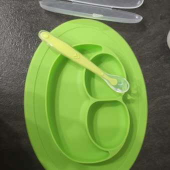 Набор для кормления с ложкой WiMI силиконовая тарелка на присоске с 3 секциями: отзыв пользователя Детский Мир
