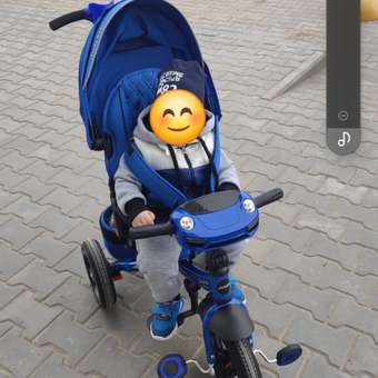 Велосипед трехколесный Moby Kids Leader 360 12х10 Air Car синий с ручкой: отзыв пользователя Детский Мир
