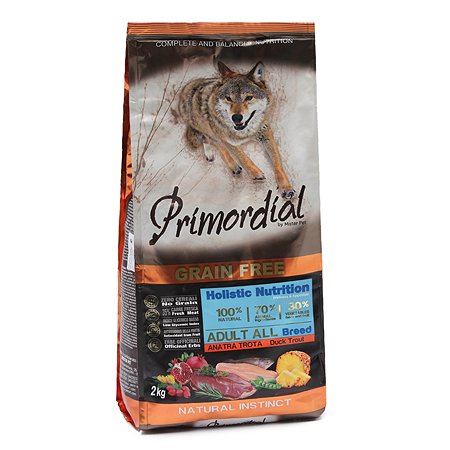 Корм для собак Primordial беззерновой форель-утка 2кг