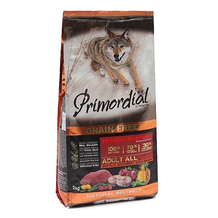 Корм для собак Primordial беззерновой буйвол-скумбрия 2кг